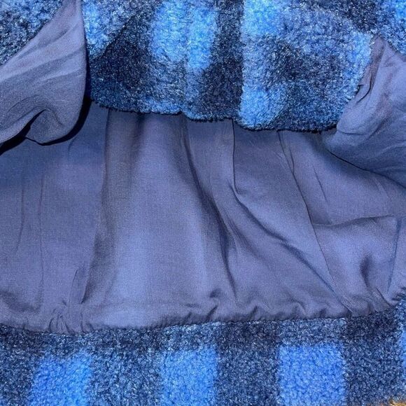 Beach Riot Womens Buffalo Check Button front Fleece Sherpa Jacket Blue XS - Picture 6 of 10